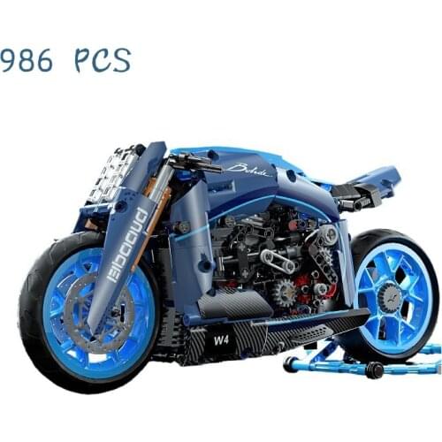 New cool motorcycle model puzzle assembling building block Toys for children 986Pcs