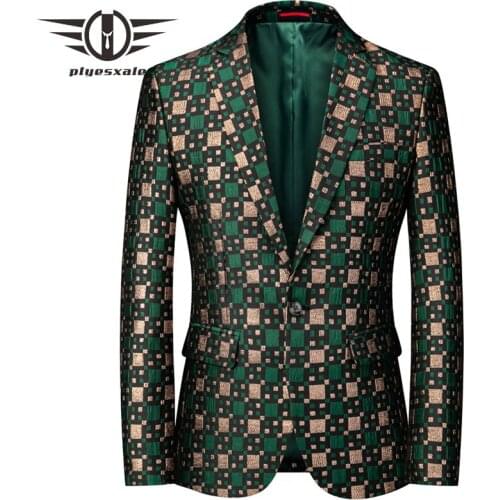 Plyesxale Silver Burgundy Green Floral Blazer For Men Slim Fit Blazer Designs Men Suit Jacket 6XL Mens Stage Singer Wear Q995