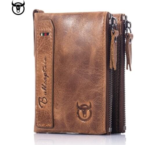 Brand HOT Genuine Crazy Horse Cowhide Leather Men Wallet Short Coin Purse Small Vintage Wallets New High Quality Designer
