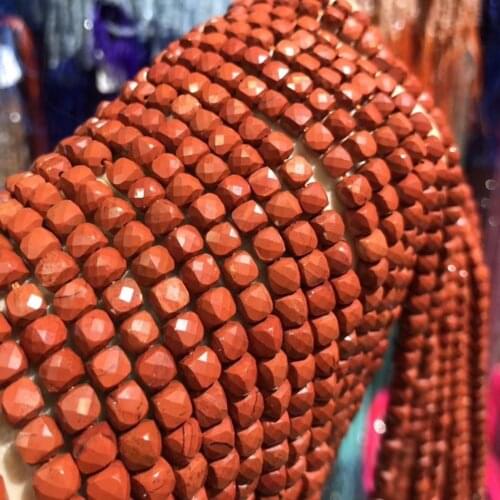 Natural Rainbow Red Stone Beads Faceted Square Shape Loose Beads For Jewelry Making DIY Necklace Bracelet Accessories 5x5mm