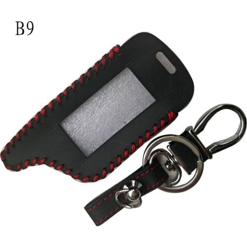 4PCS Leather Key Case For Starline B9 A9 B92 For Tomahawk 9010 9030 Two Way Car Alarm LCD Remote Control Keychain Fob Cover