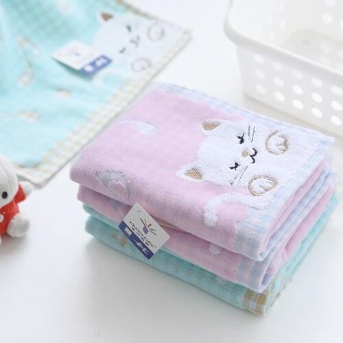 Childrens Cotton Cut Velvet Cute Cat Childrens Towel Newborn Baby Towels Toallas Toalla Bebe Toalla Facial Muslin Cloth Cute