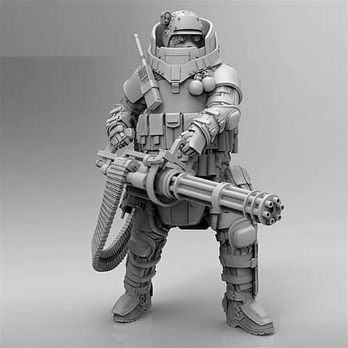 Resin Figure 1/24 Scale Model Kit Mechanical Heavy Gunner Soldier Assembling Model Resin Kit Colorless Self-Assembled Toys R167