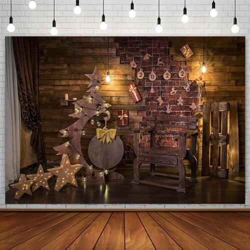Merry Christmas Tree Backdrops Winter 2022 New Year Gift Light Board Kid XMAS Photography Background Photostudio Props Photozone