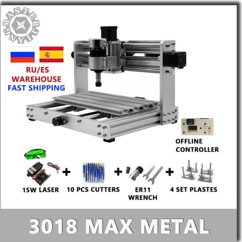CNC 3018 Max Metal GRBL control with 200W Spindle 3 Axis pcb Milling machine, metal body, support laser engraving,Diy Wood Route
