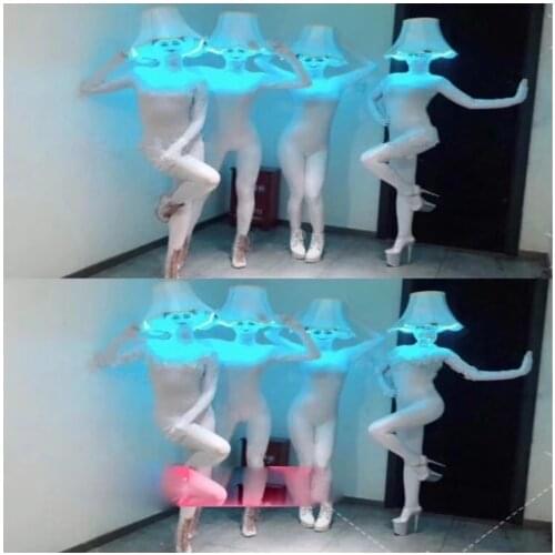 Table lamp headgear white party costumes Nightclub bar female singer dance team stage show costume