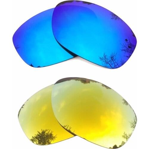 Ice Blue Mirrored & 24K Gold Mirrored Polarized Replacement Lenses for Pit Bull Frame 100% UVA & UVB