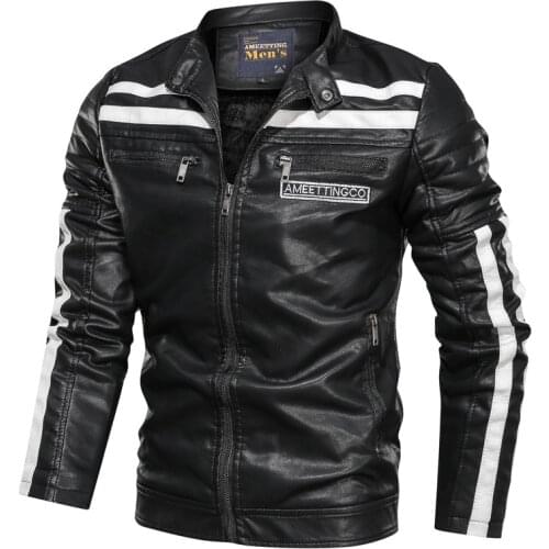 Autumn Men`s Leather Jacket Velvet Embroidery Motorcycle Faux Leather Bomber Jacket Pilot Coat Biker Jackets Plus Size L-6XL