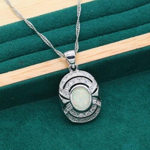 Exquisite Blue White Opal Crystal Classic Silver Color Pendant Necklace For Women Birthday Christmas Gift Bride Wedding Jewelry