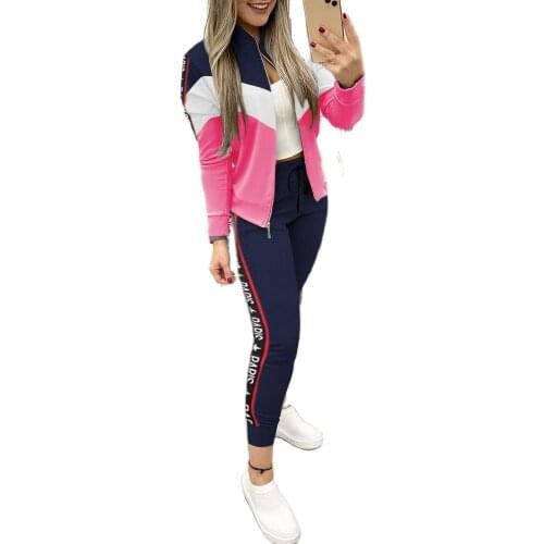 XUANSHOW 2021 Fashion Two Piece Set Women Autumn Zipper Jacket+Long Pants Sports Suit Female Sweatshirt Sportswear for Woman