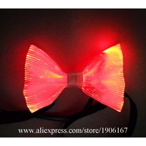 Colorful Led Fiber Optic Luminous Bow Ties Men Women Glowing Light Up Party Necktie Christmas Halloween Event Illuminated Wears