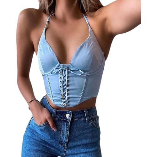 Bow Lace-up Sling Straps Backless Ruched Crop Tops Sexy Ladies Ruffle Vest Summer Split Hem Shirt Solid Women Fashion Beach Club
