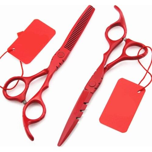 Classic 440c 9cr13 6 5.5 inch BLACK RED cut hair scissors set barber cutting make up tools thinning shears hairdressing scissors