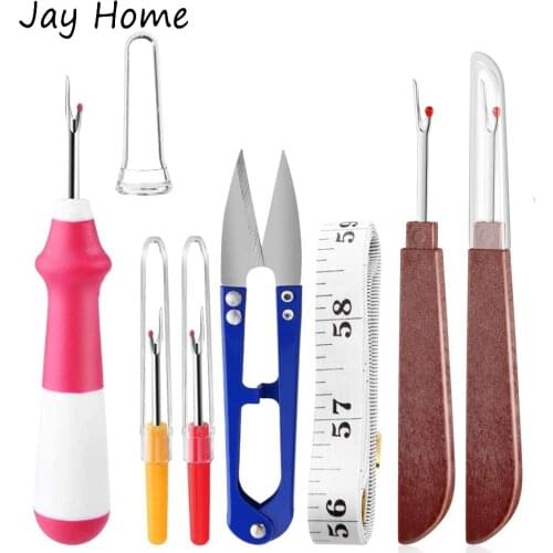 6PCS Sewing Seam Rippers Kit Plastic Thread Cutter Stitch Thread Remover Tools with Soft Tape Measure for Threading Sewing