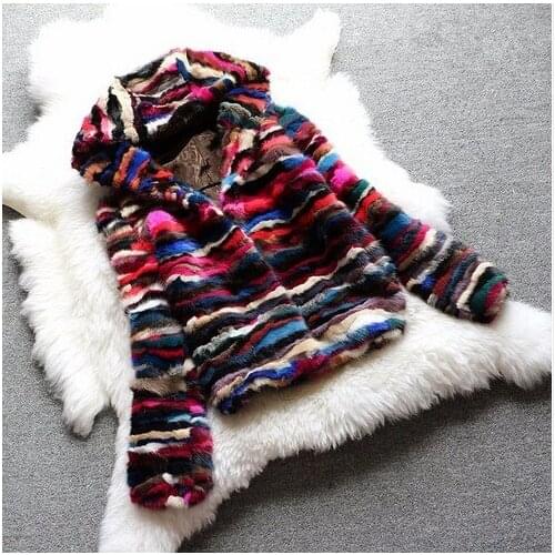 Genuine mink, female fashion, multicolor, colorful jacket, hooded, free shipping 170906