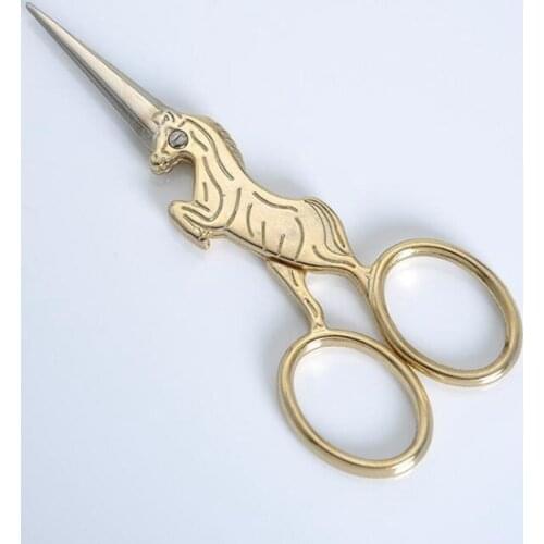 Vintage Scissors Sewing Tailor Scissors thread Cutting Scissors For Trimming Fabric Clothes Embroidered Unicorn Shears Handmade