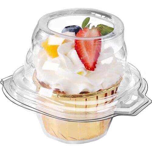 Transparent Single-Layer Cupcake Holder Cake Storage Box Small Cake Cups Can Be Stacked Disposable Convenient Packaging Box