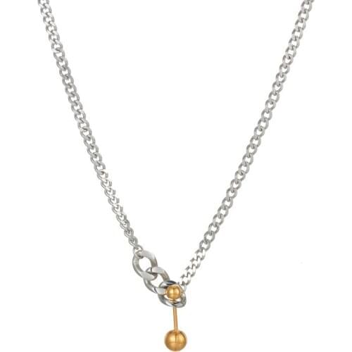 RHYSONG Trendy New Niche Balance Ball Match Pendant Chunky Thick Silver Color Clavicle Chains 316L Stainless Steel Women Jewelry