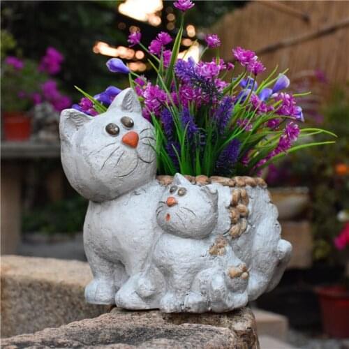 Garden balcony decor courtyard cat flower pot succulent green radish flower pot creative cartoon pig ornament pot plant CL32208