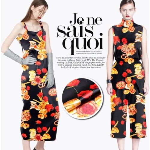 PRINTED SILK STRETCH SATIN 118cm width 19momme Pure Silk Fabric Pants Cloth Home Patch Work