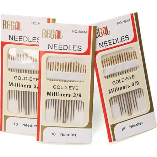 Hand-sewn Sewing Needle Household Hand-sewing Needle Box Gold Tail Steel Needle Stitch Quilt Doll Suture Needle 16 Sticks Pack