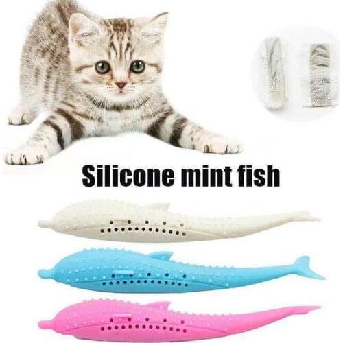 Silicone catnip fish cat toys for cat boothbrush Pet Molar Stick Cleaning Teeth Interactive Cat toy kitten play pet products