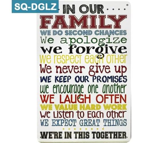 [SQ-DGLZ]Hot IN OUR FAMILY Metal Sign Retro Store Wall Decor Vintage Metal Crafts Home Decor Painting Plaques Art Poster