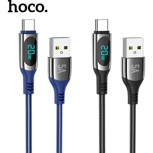 Hoco LED Display 5A USB Type C Fast Charging Cale For Xiaomi Redmi Note 10 Pro With Digital Display Data Cable For iPhone 12 11