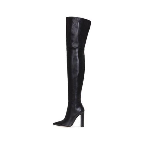Large Size Crotch Runway Womens High Boots Nude Black Leather Women Over The Knee Boots Super High Heels Stilettos Demonia Boot