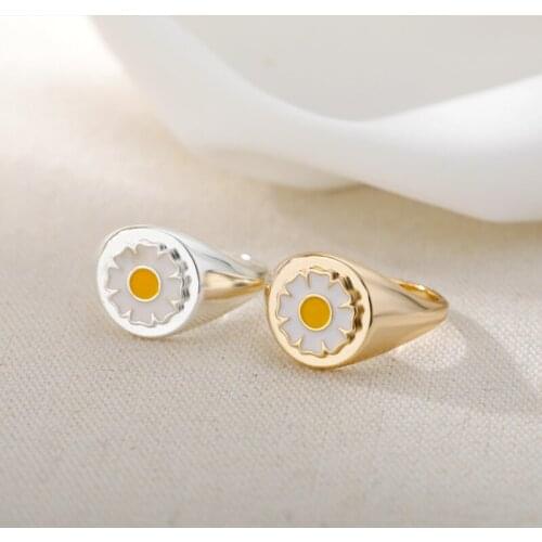 Vintage Daisy Rings For Women Cute Flower Wedding Engagement Ring Aesthetic Floral Rings Female Jewelry Gifts Bague