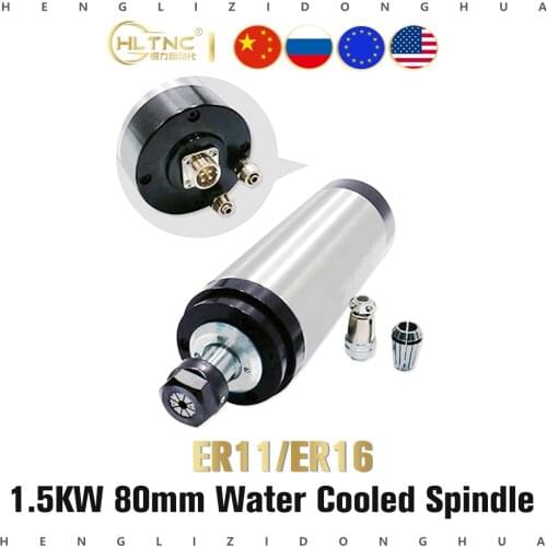 1.5kw Spindle Motor Water Cooled 80mm ER11 ER16 220V/110v 1500W CNC Spindle With 4 x Bearings