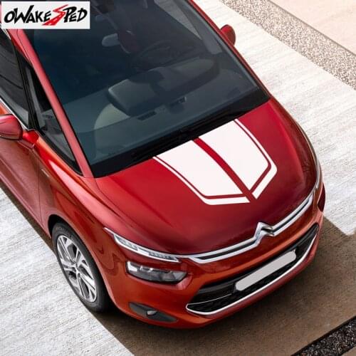 1set Sport Styling Stickers Auto Hood Engine Cover Stickers DIY Vinyl Decals For-Citroen C4 PICASSO Car Tuning Accessories