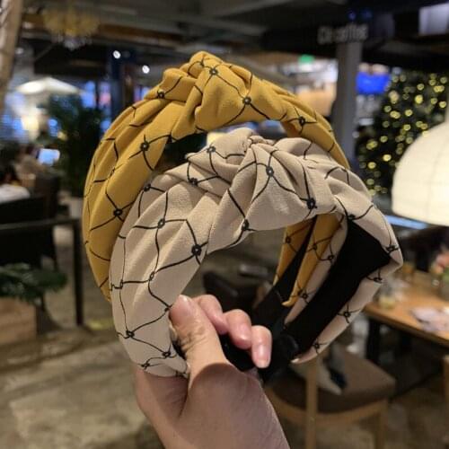 30pcs/lot DIY Multi Simple Fabrics Gridding Head Bands Wide Wash Face HeadBands Hair Styling Tools Accessory HA1084