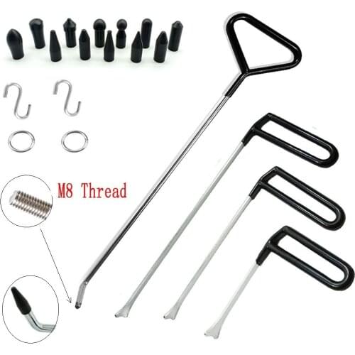 4 Pieces Black Handle Hook Tools Push Rods Dent Removal Tools Paintless Dent Repair Tools Car-Body Repair Kit
