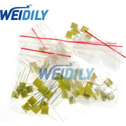 50PCS/LOT Correction capacitor package kit 10 Value Polypropylene Safety Plastic Film Capacitor Kit 1nF-0.47uF Set Free Ship