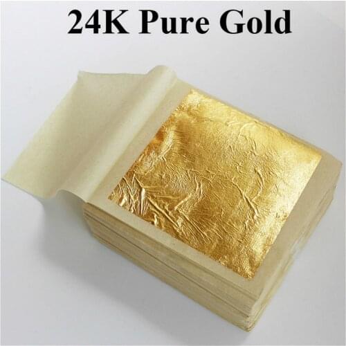 9x9cm Practical K Pure Shiny Gold Leaf for Gilding Funiture Lines Wall Crafts Handicrafts Gilding Decoration Glitter Paper