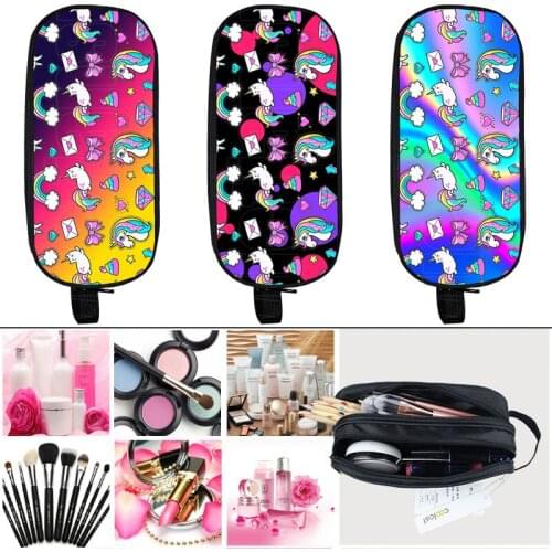 Rainbow Pink Unicorn Pencil Case School Supplies Stationery Cartoon Unicorn Cosmetic Bags Women Makeup Bag Storage Aesthetic Bag