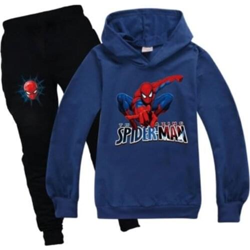Disney children boys girls hoodie and pants in the spring and autumn spiderman cartoon childrens wear leisure fleece