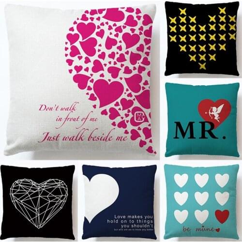 Home Textile 45*45CM Linen color Printed Modern Love Heart Square Sofa Car Pillow Case Pillowcase Cushion Cover 2pc/lot