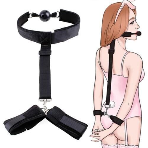 Erotic Ball Gag Handcuffs bdsm Bondage Restraints Slave Mouth Gag Harness Hand Cuffs Adult Games Sex Toys for Couples Sex Shop