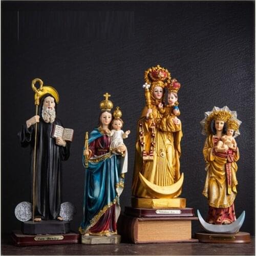 CHRISTIANITY FIGURE ART SCULPTURE JESUS VIRGIN MARY FIGURINE RESIN CRAFTS DECORATIONS FOR HOME CHRISTIANITY SERIES R3755