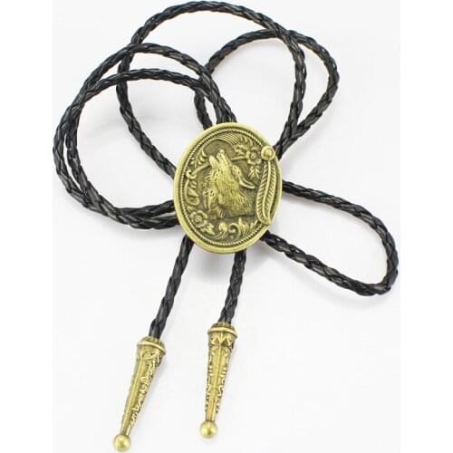 High Quality Fashion Wolf Animal Bolo Tie for Men Women Handmade Star Western Cowboy Silver Vintage Pendant Necktie Gift