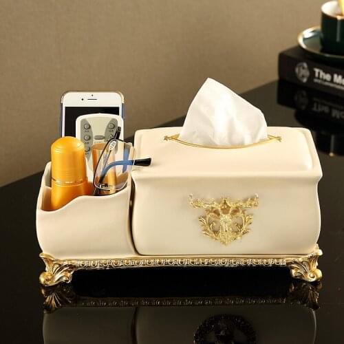 Resin Tissue Box Desktop Organizer Durable Multifunctional Remote Paper Holder Pencil Rack For Office Home Creative Storage Boxs