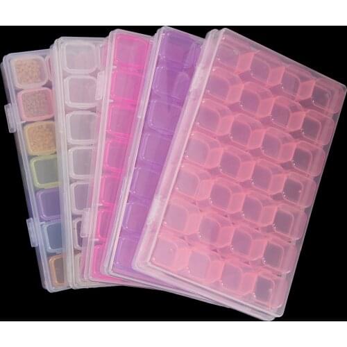 5D DIY Diamond Painting 28 grids Box Jewelry Box Rhinestone Embroidery Drill Crystal Bead Organizer Storage Case Container