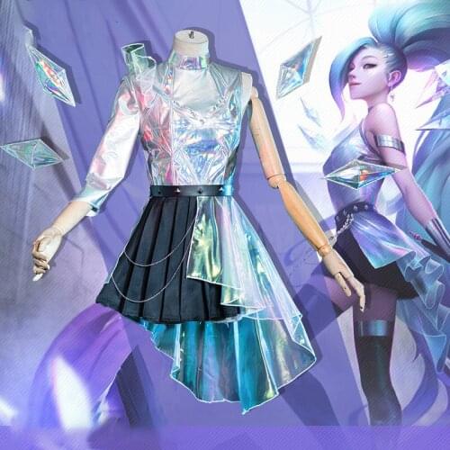 Game LOL KDA All Out Seraphine Cosplay Costume Women Fancy Dress Outfits with Wings Halloween Carnival Uniforms Custom Made