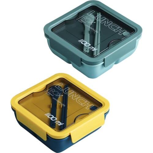 Bento Lunch Box Divided Workers Students Lunch Box With Chopsticks Spoon Leakproof Microwave Safe BPA-Free Lunch Container Box