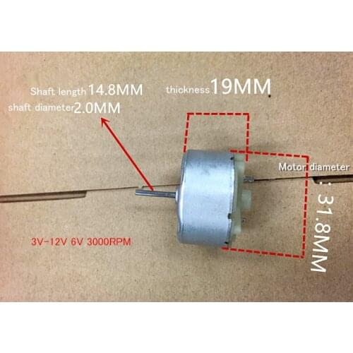 Micro dc motor RF-500 long shaft motor DC 3V 6V 3000rpm 12V Massager rotating light DIY model motor RF-500-12560