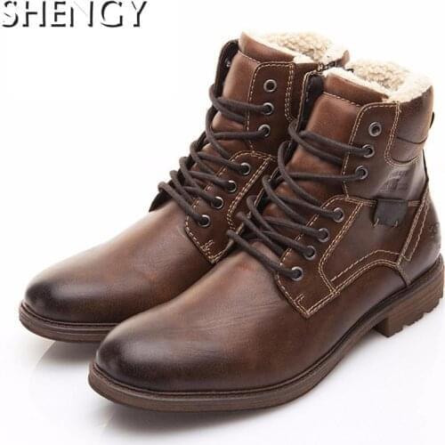 2020 New Sell Mens Ankle Boots Winter Warm Fur Motorcycle Boots Men Increase Platform Round Toe Outdoor Casual Shoes Men Botas