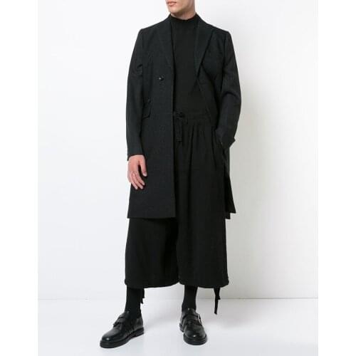 Mens casual pants loose pants dark wide leg pants autumn and winter youth youth fashion urban black