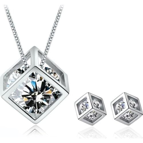 Simple Geometric Square Stud Earrings Earrings Set for Party Gift Women Engagement 925 Sterling Silver Jewelry Sets Accessory